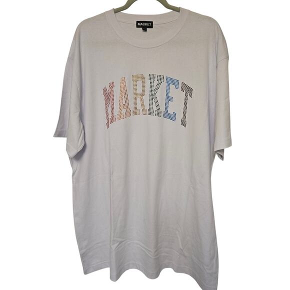 Market Other - MARKET Rainbow Rhinestone Arc Men's XXL 2X White Shirt Chinatown Market NWOT NEW